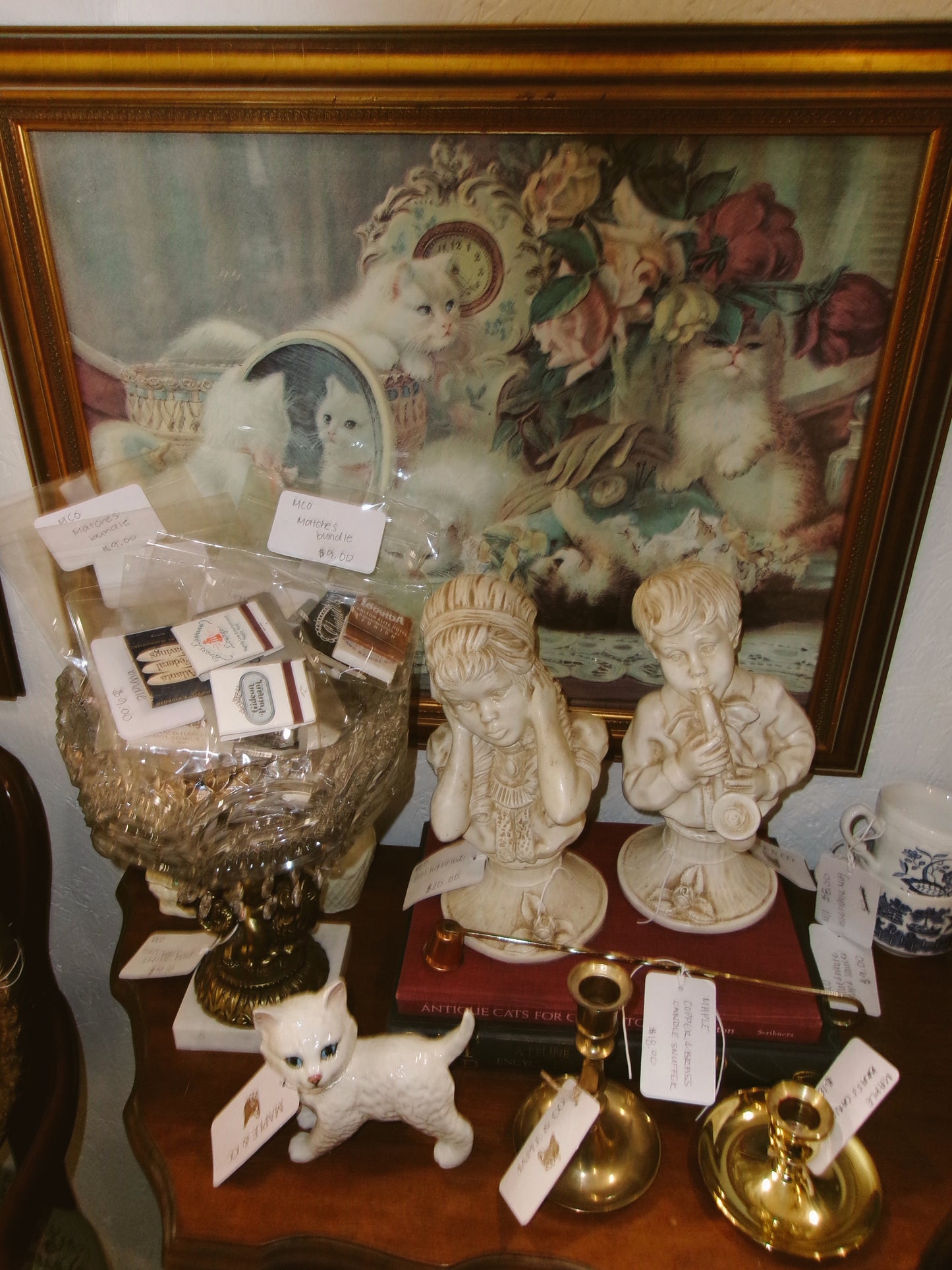 Ceramic Collectible Cat with Blue Eyes