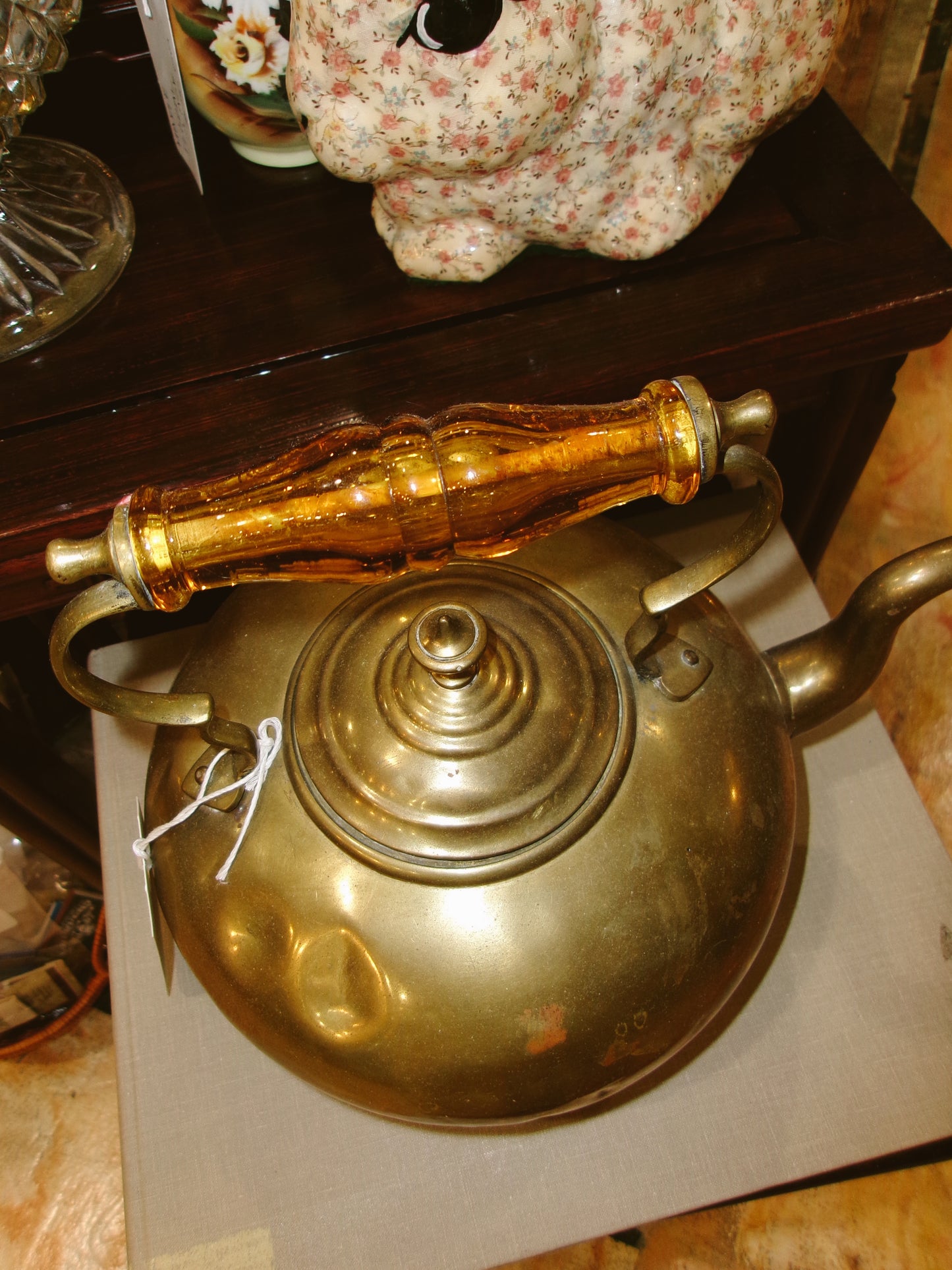 Brass Teapot Amber Handle