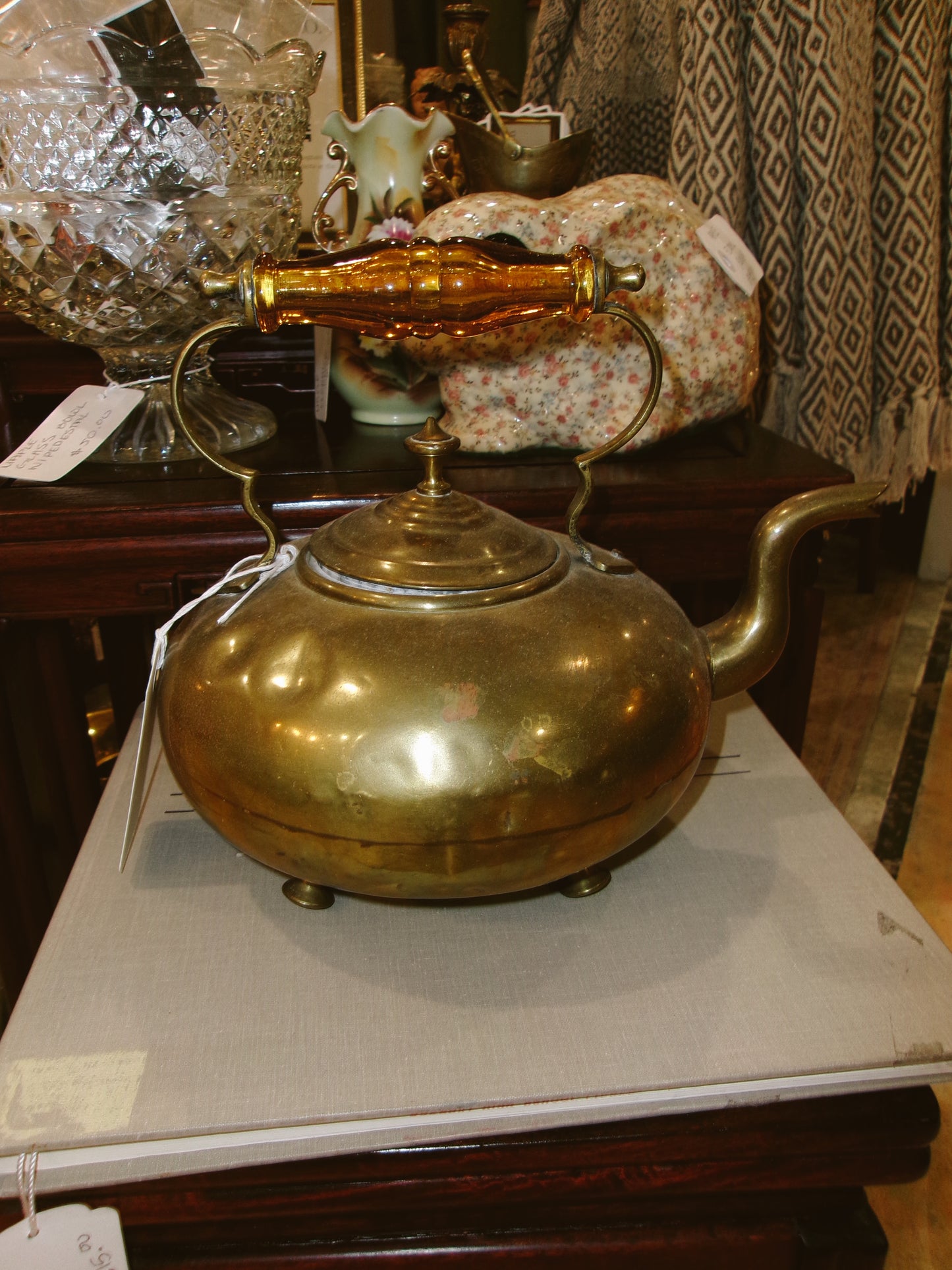 Brass Teapot Amber Handle