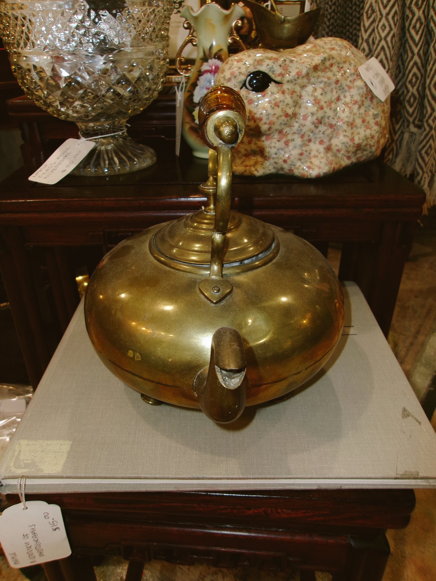 Brass Teapot Amber Handle