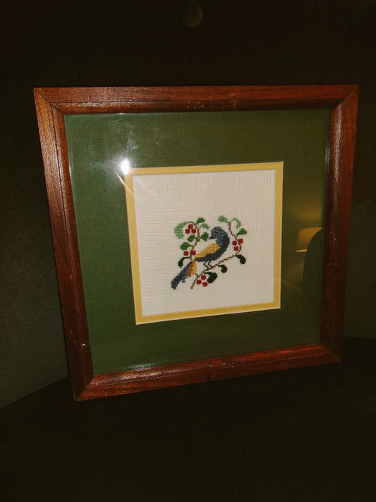 Bird Embroidery Framed