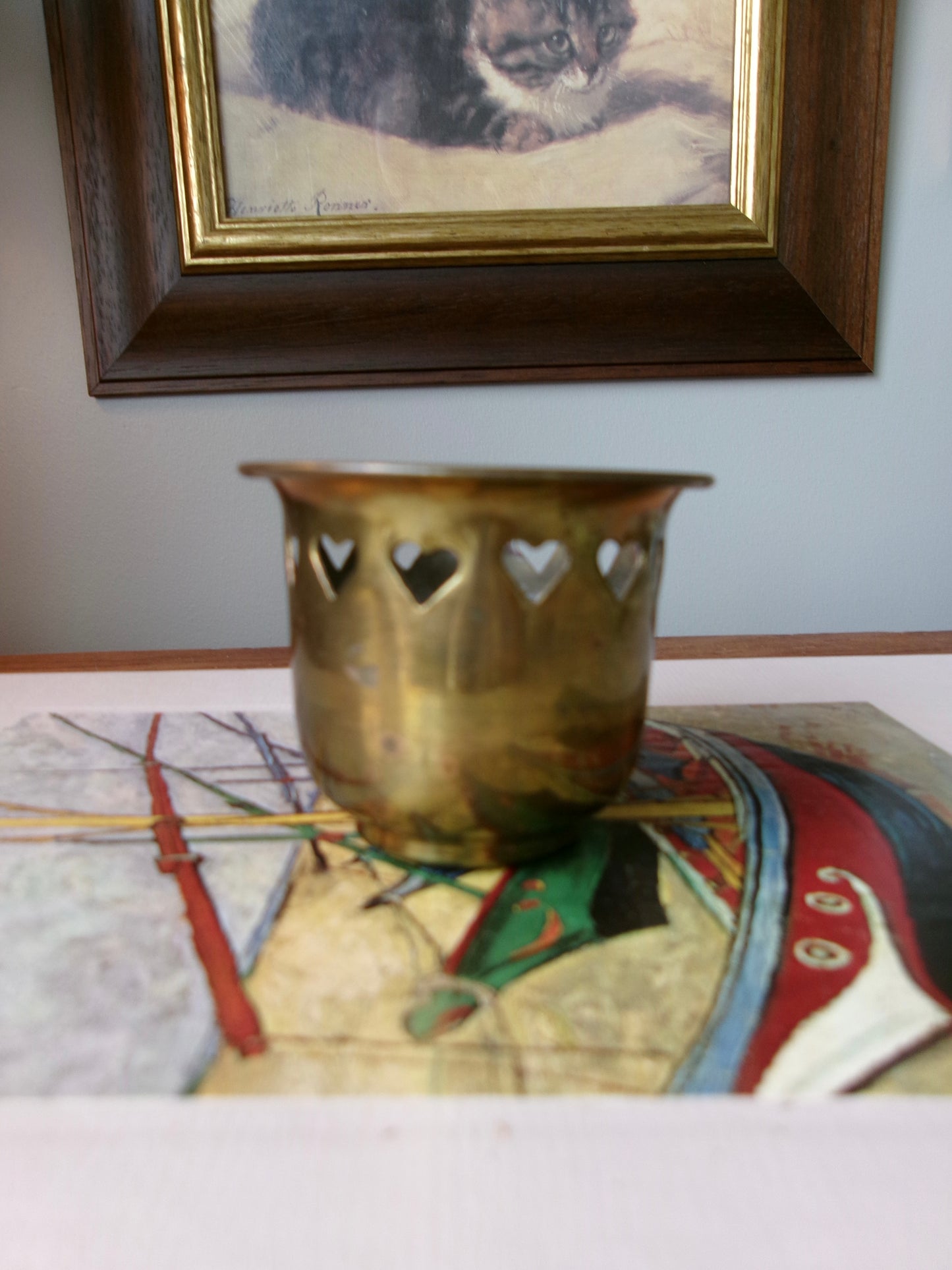 Brass Votive Holder w/ Hearts