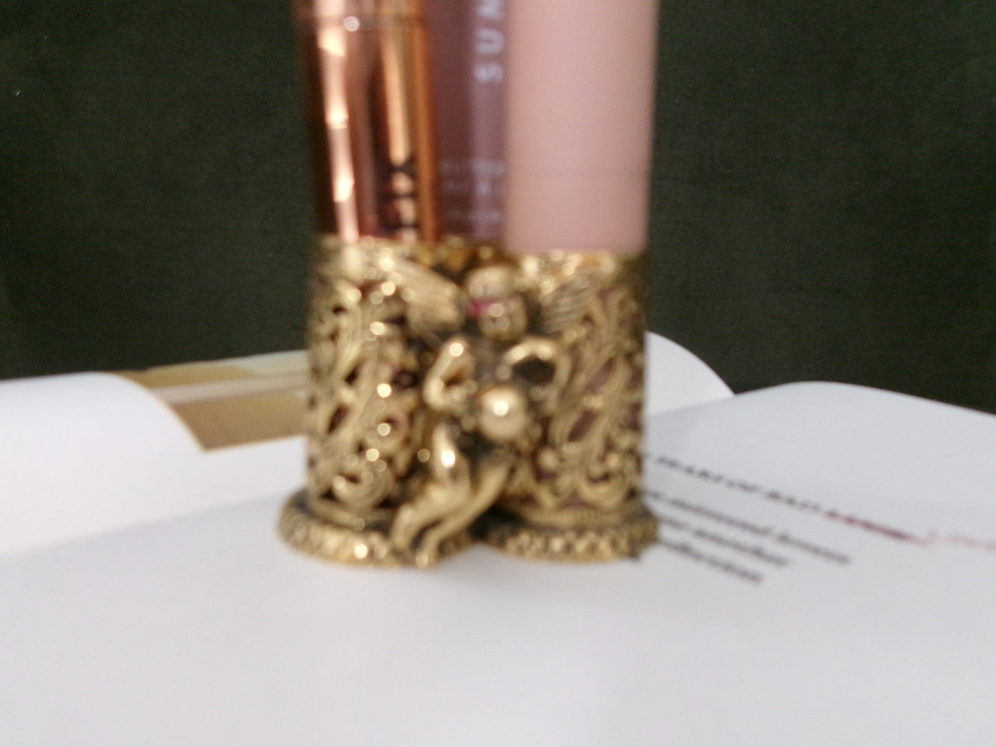 Small Brass Lipstick Holder with Cherub (Fits 3)