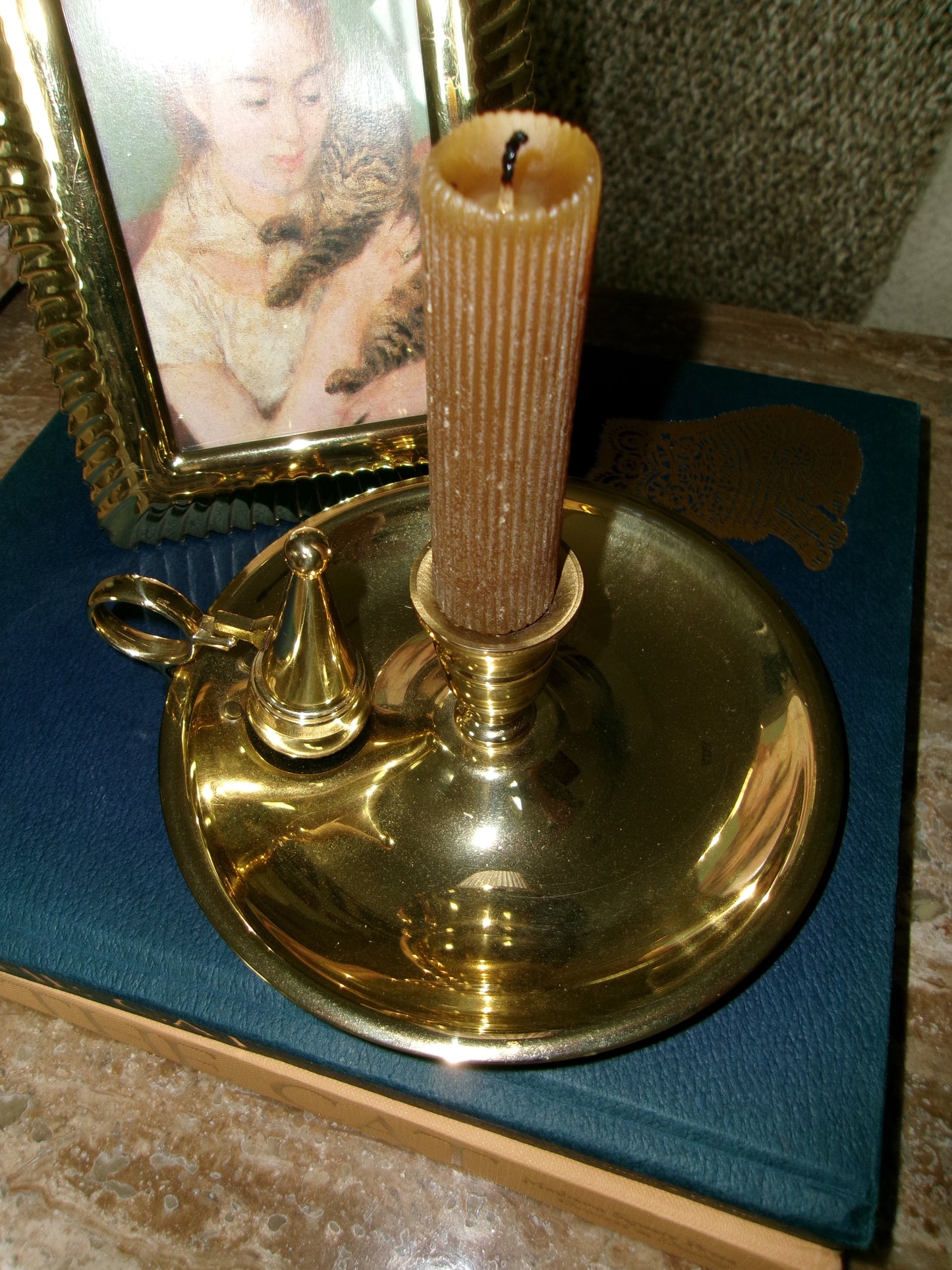 Brass Candlestick Holder with Snuffer