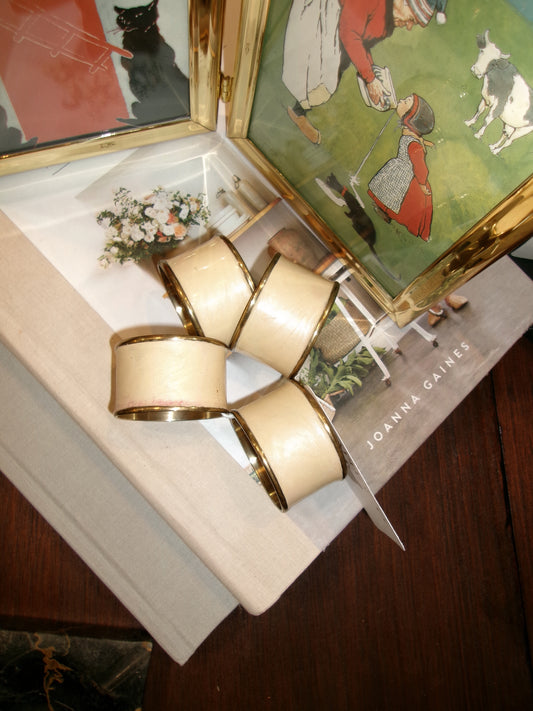 Brass and Cream Napkin Rings (set of 4)
