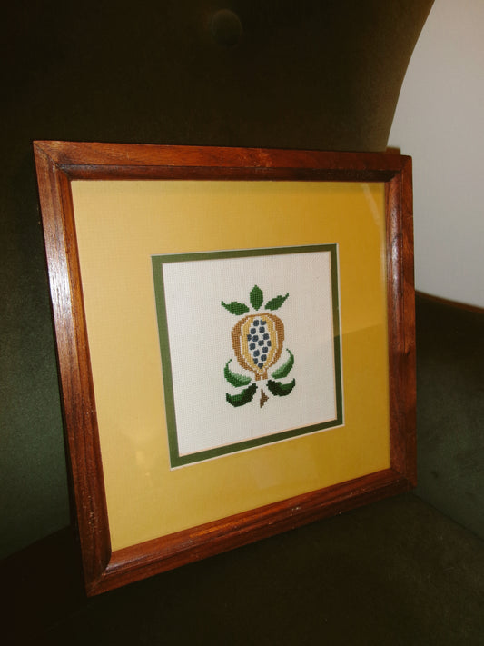 Pineapple Embroidery Framed
