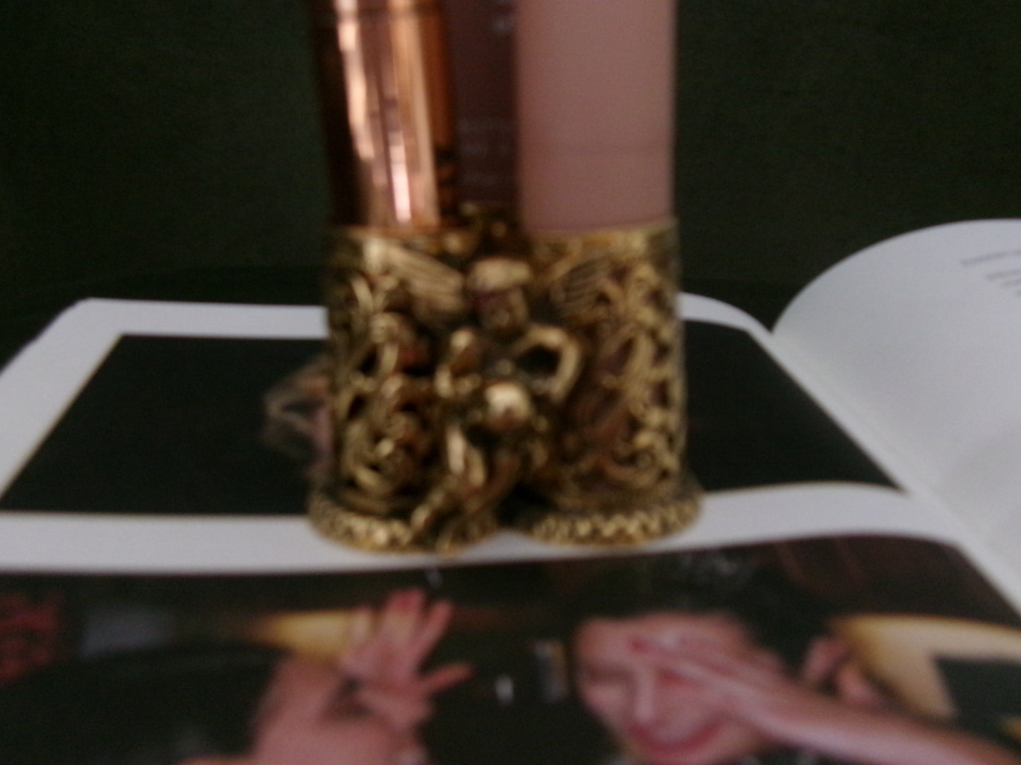 Small Brass Lipstick Holder with Cherub (Fits 3)