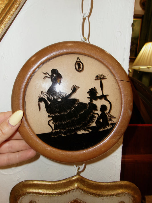 Framed Victorian Lady Reading Silhouette Artwork