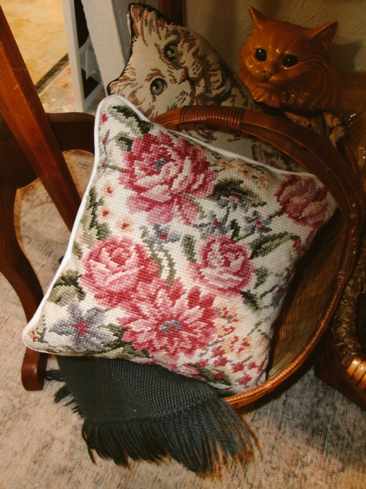 Floral Embroidery Pillow